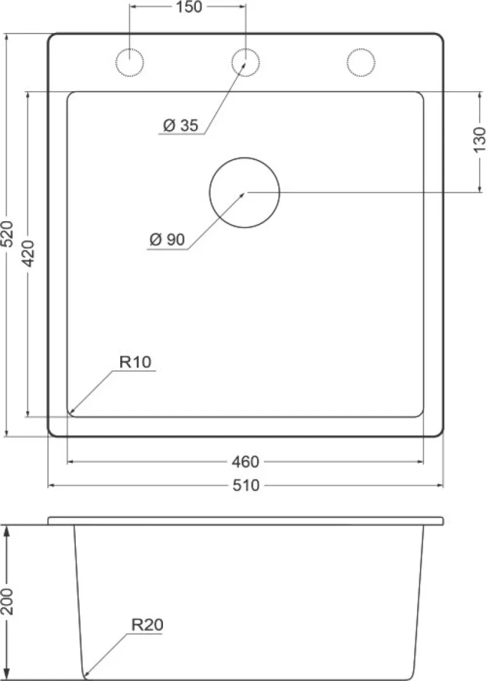 Мойка кухонная Emar Quartz EMQ-1510.Q Алмаз