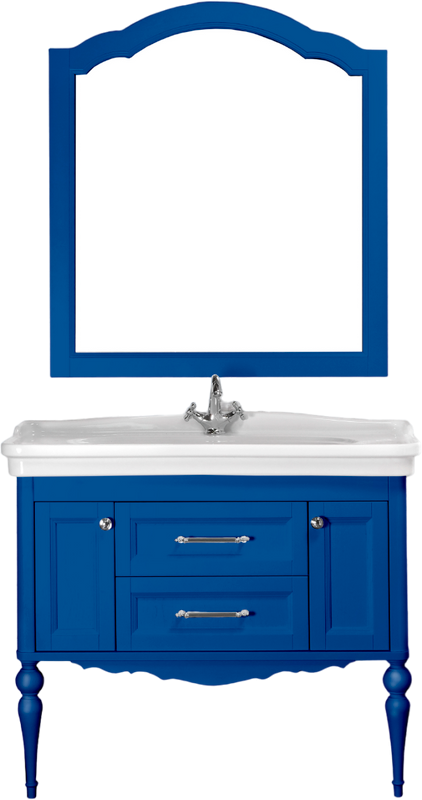 Мебель для ванной комнаты ValenHouse Эстетика 100, синяя, подвесная, ручки хром, раковина Модерн