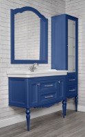 Мебель для ванной комнаты ValenHouse Эстетика 100, синяя, подвесная, ручки хром, раковина Модерн