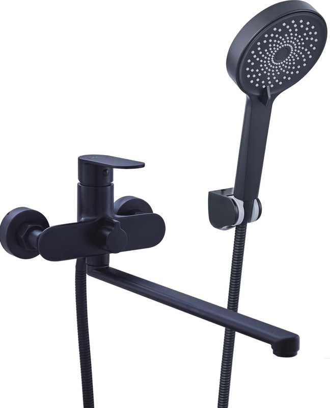 Смеситель с длинным изливом для ванны Fashun A2285-7 матовый черный