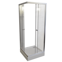 Душевой уголок Radomir Берген SQ 90х90 см, профиль матовый хром, стекло прозрачное, с поддоном