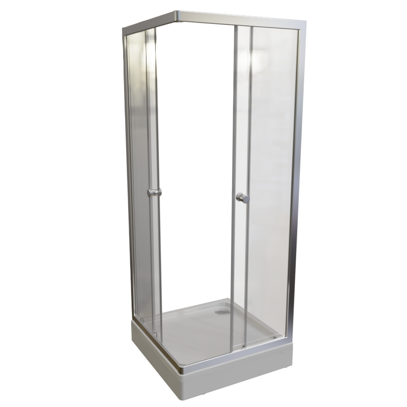 Душевой уголок Radomir Берген SQ 90х90 см, профиль матовый хром, стекло прозрачное, с поддоном