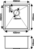Комплект Мойка Melana D4545HB графит + Измельчитель Bone Crusher BC 810-SL Slim Line