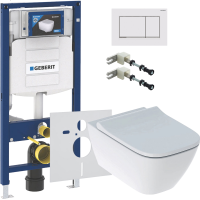 Комплект Унитаз подвесной Geberit Smyle Square 500.683.01.1 с крышкой-сиденьем с микролифтом + Крепления Duofix 111.815.00.1 к стене + Звукоизоляция + Инсталляция UP 320 111.300.00.5 + Кнопка Sigma 30 115.883.JT.1 белая матовая, хром глянцевый