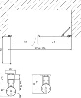 Душевая дверь в нишу Vegas Glass EP-F-2 105 07 01 L профиль матовый хром, стекло прозрачное