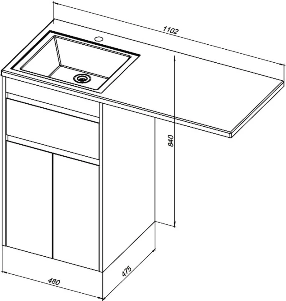 Тумба с раковиной Aquanet Токио 48 1 ящик, 2 двери R