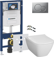 Комплект  Унитаз подвесной Geberit Smyle Square 500.683.01.1 с крышкой-сиденьем с микролифтом + Комплект крепления для инсталляций Geberit Duofix 111.