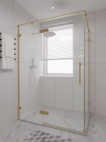 Душевой уголок Veconi Premium Alassio SP G 120х90, профиль брашированное золото, стекло прозрачное