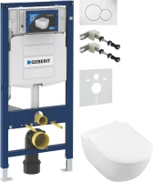 Комплект Унитаз подвесной Villeroy & Boch Subway 2.0 5614R201 alpin + Крепления Geberit Duofix 111.815.00.1 к стене + Звукоизоляция + Инсталляция UP 320 111.300.00.5 + Кнопка Sigma 01 115.770.11.5 белая