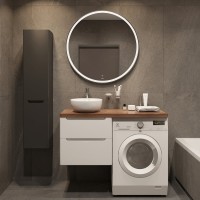 Мебель для ванной комнаты STWORKI Берген 60 белая с темной столешницей 122, раковина Moon 1, R
