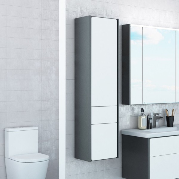 Шкаф пенал для ванной Roca Ronda белый глянец, антрацит, L