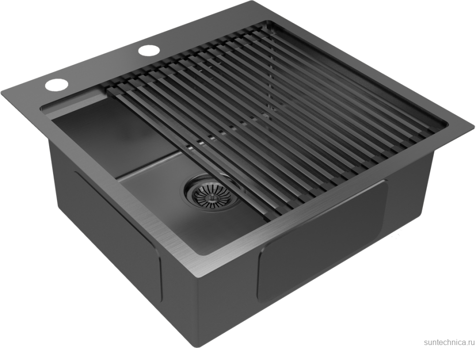 Комплект Мойка Paulmark Kroner + Pro PM705151-GM+R405-GM вороненая сталь + Измельчитель Bone Crusher BC 1000-AS