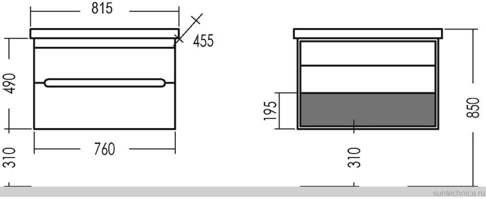 Тумба под раковину СаНта Лондон 80 подвесная, 2 ящика