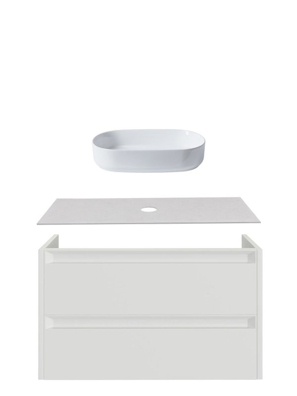 Тумба с раковиной Allen Brau Fantasy 2.0 120 матовый белый, столешница бежевая, раковина Fantasy Oval 55, белая