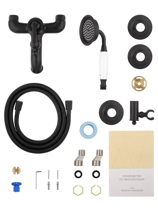 Смеситель для ванны с душем Wonzon & Woghand Steam WW-88639008-MB матовый черный