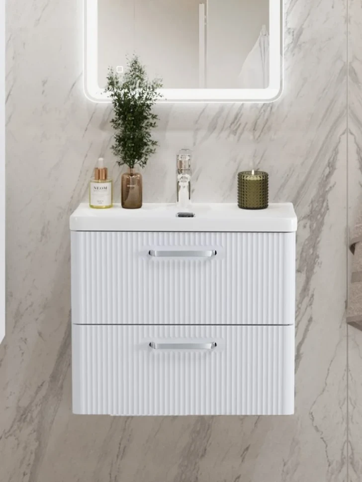 Мебель для ванной комнаты BelBagno Due 50 ручки хром полированный, bianco lucido