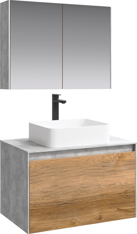 Мебель для ванной комнаты Aqwella 5 stars Mobi 80 бетон светлый, дуб балтийский