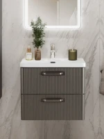 Тумба с раковиной BelBagno Due 60 ручки матовый атласный никель, оружейная сталь