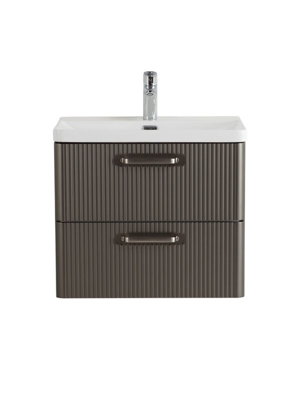 Тумба с раковиной BelBagno Due 60 ручки матовый атласный никель, оружейная сталь