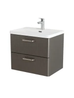 Тумба с раковиной BelBagno Due 60 ручки матовый атласный никель, оружейная сталь