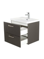 Тумба с раковиной BelBagno Due 60 ручки матовый атласный никель, оружейная сталь