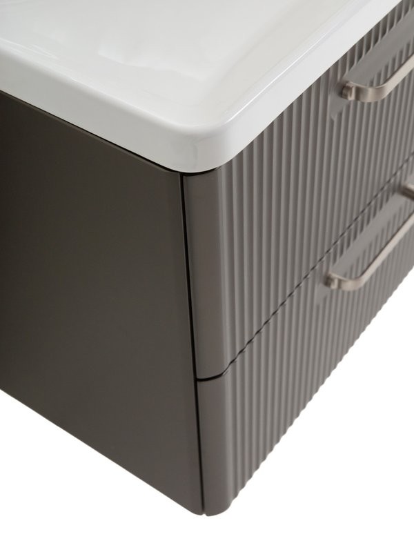 Тумба с раковиной BelBagno Due 60 ручки матовый атласный никель, оружейная сталь