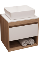 Тумба с раковиной Teymi Ritta 55 дуб эврика, матовая белая, раковина Helmi 50