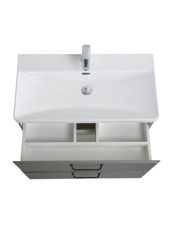 Тумба с раковиной BelBagno Due 80 ручки сатиновый никель, сатин