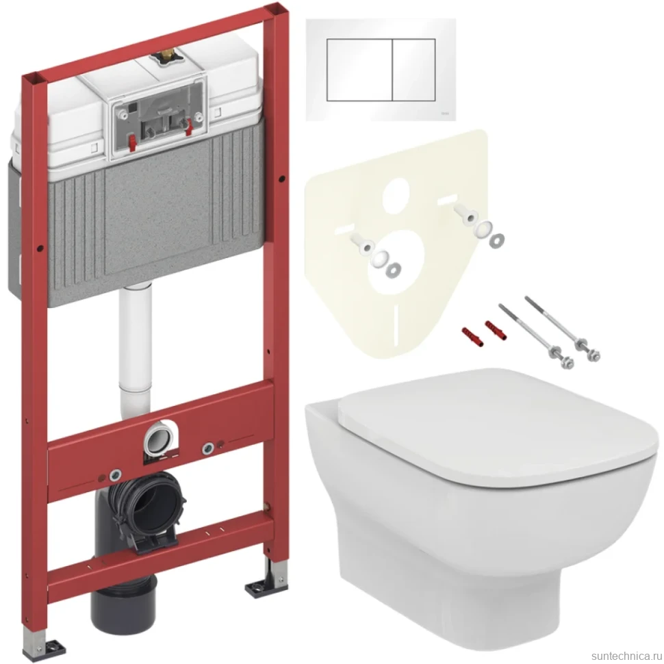 Комплект Унитаз подвесной Ideal Standard Esedra AquaBlade T386001 + Крышка T318101 с микролифтом + Инсталляция TECE Base 9400413 4 в 1 с кнопкой смыва