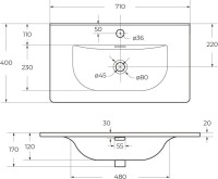 Тумба с раковиной BelBagno Marino-cer-mini 70 подвесная, bianco lucido