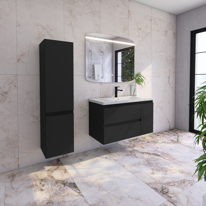 Тумба под раковину без столешницы Caprigo Forte 100 R подвесная, черная