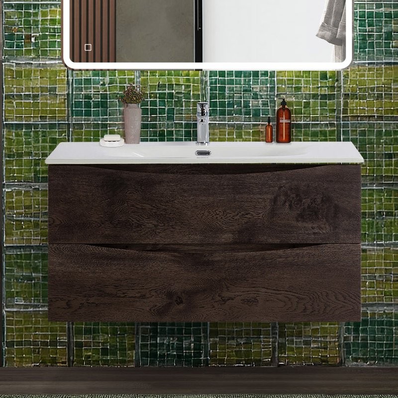 Тумба под раковину BelBagno Marino-cer-n 100 подвесная, rovere nature grigio