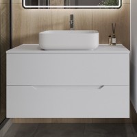 Тумба с раковиной Orange Line 100 подвесная, 2 ящика, матовая белая с раковиной B05-500W