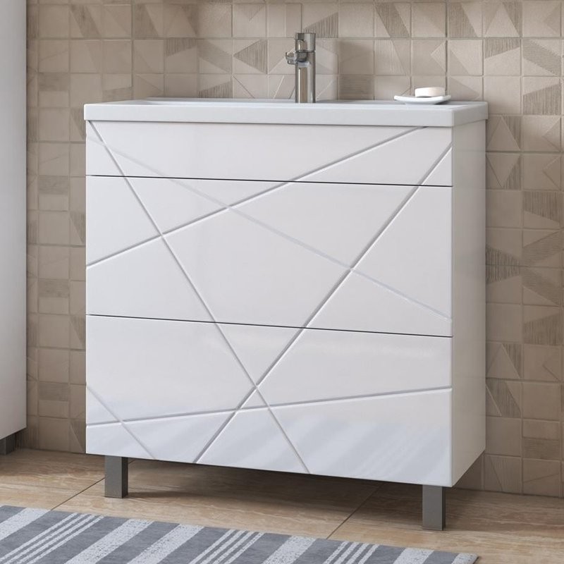 Тумба с раковиной Vigo Geometry 70 белая