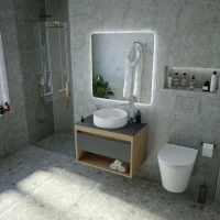 Тумба с раковиной Teymi Ritta 65 дуб эврика, матовый графит, раковина Lina D41