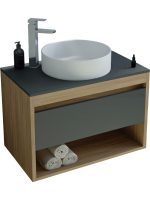 Тумба с раковиной Teymi Ritta 65 дуб эврика, матовый графит, раковина Lina D41