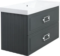 Тумба с раковиной La Fenice Cubo Twin 100 серая, ручки белые
