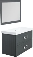 Тумба с раковиной La Fenice Cubo Twin 100 серая, ручки белые