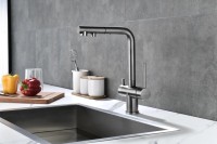 Смеситель для кухни Paulmark Serpentine Se213222-GM вороненая сталь