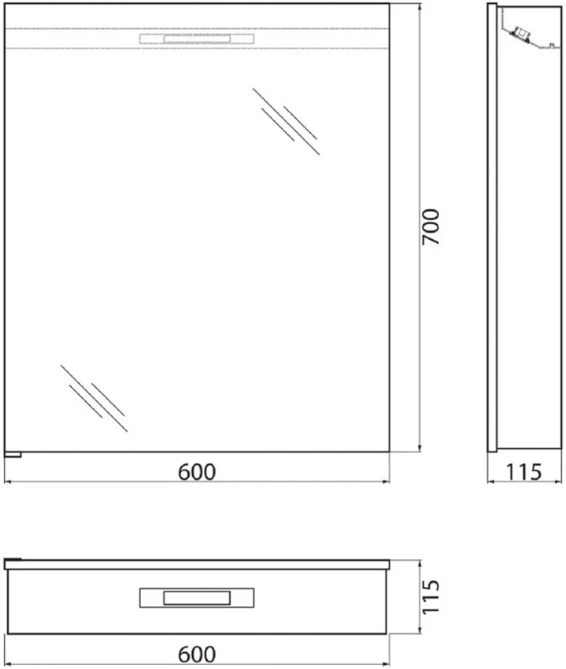Зеркало-шкаф BelBagno SPC-1A-DL-BL-600 с подсветкой