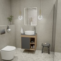 Тумба с раковиной Teymi Nura 60 дуб эврика, матовый графит, раковина Lina D41