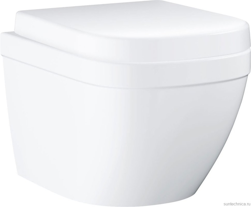 Комплект Унитаз подвесной Grohe Euro Ceramic 39206000 компактный + Крышка 39330001 с микролифтом + Инсталляция Geberit Duofix Delta 458.163.21.1 с кнопкой смыва, хром + Звукоизоляция