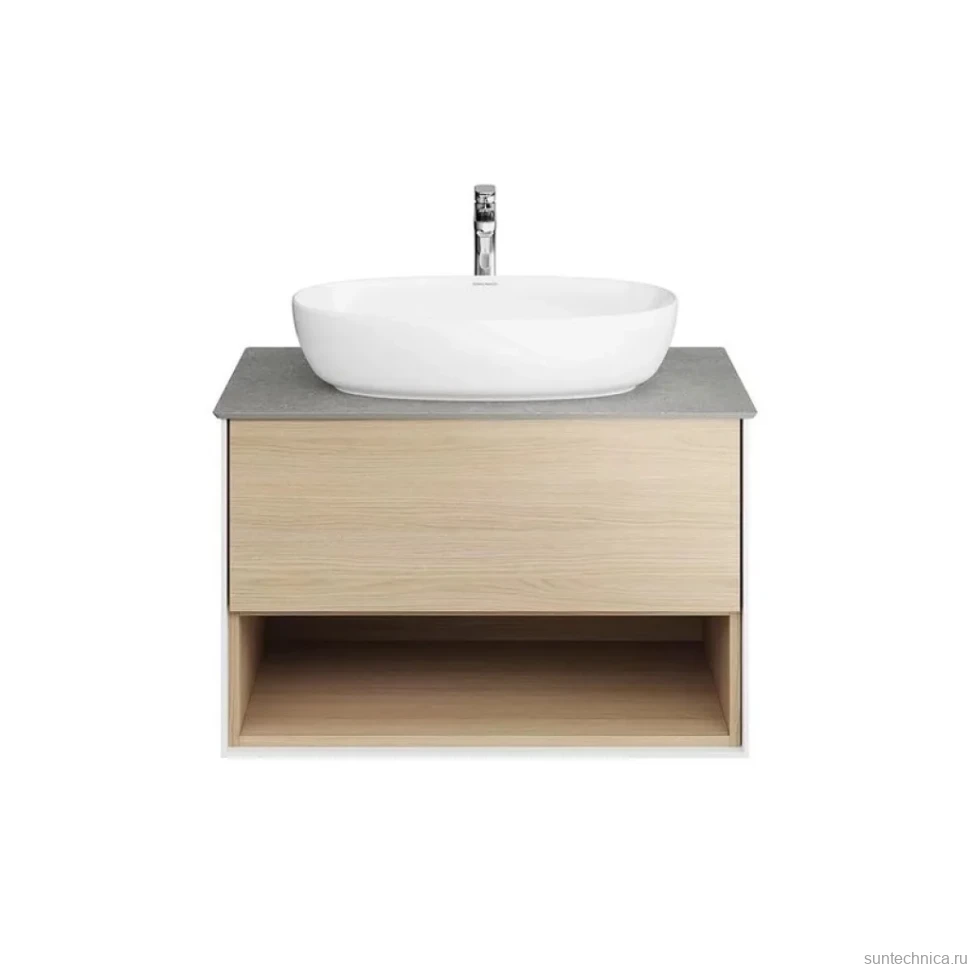 Тумба с раковиной KERAMA MARAZZI Plaza Modern 80 с ящиком и полкой, дуб виченца