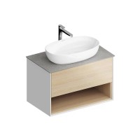 Тумба с раковиной KERAMA MARAZZI Plaza Modern 80 с ящиком и полкой, дуб виченца