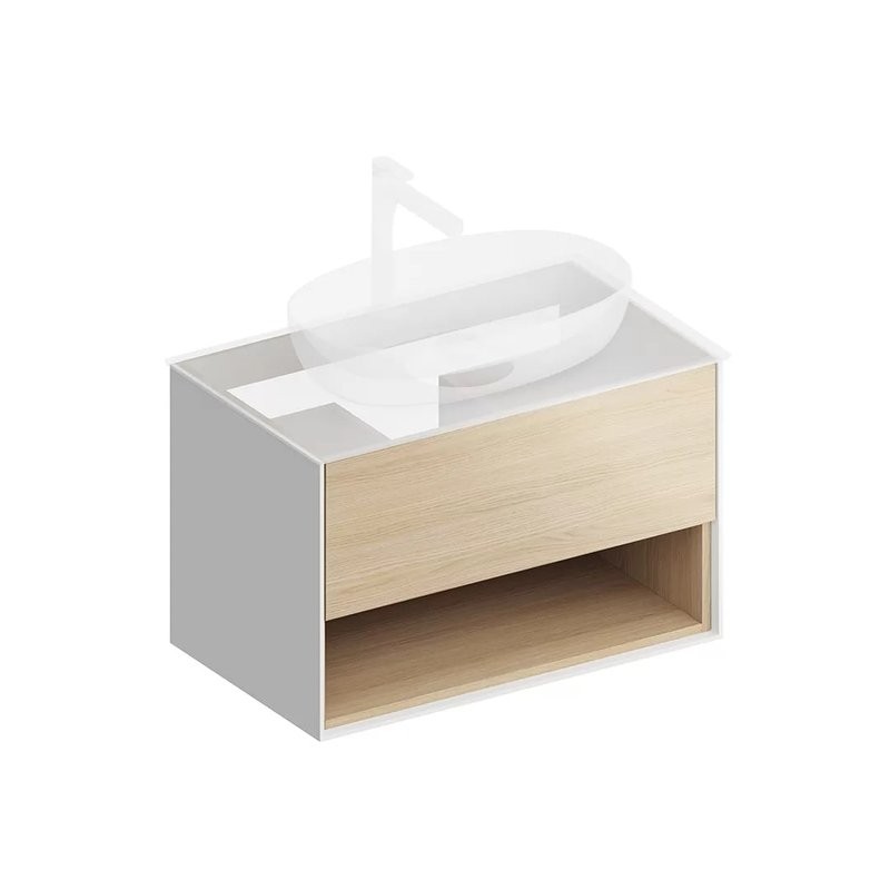 Тумба с раковиной KERAMA MARAZZI Plaza Modern 80 с ящиком и полкой, дуб виченца