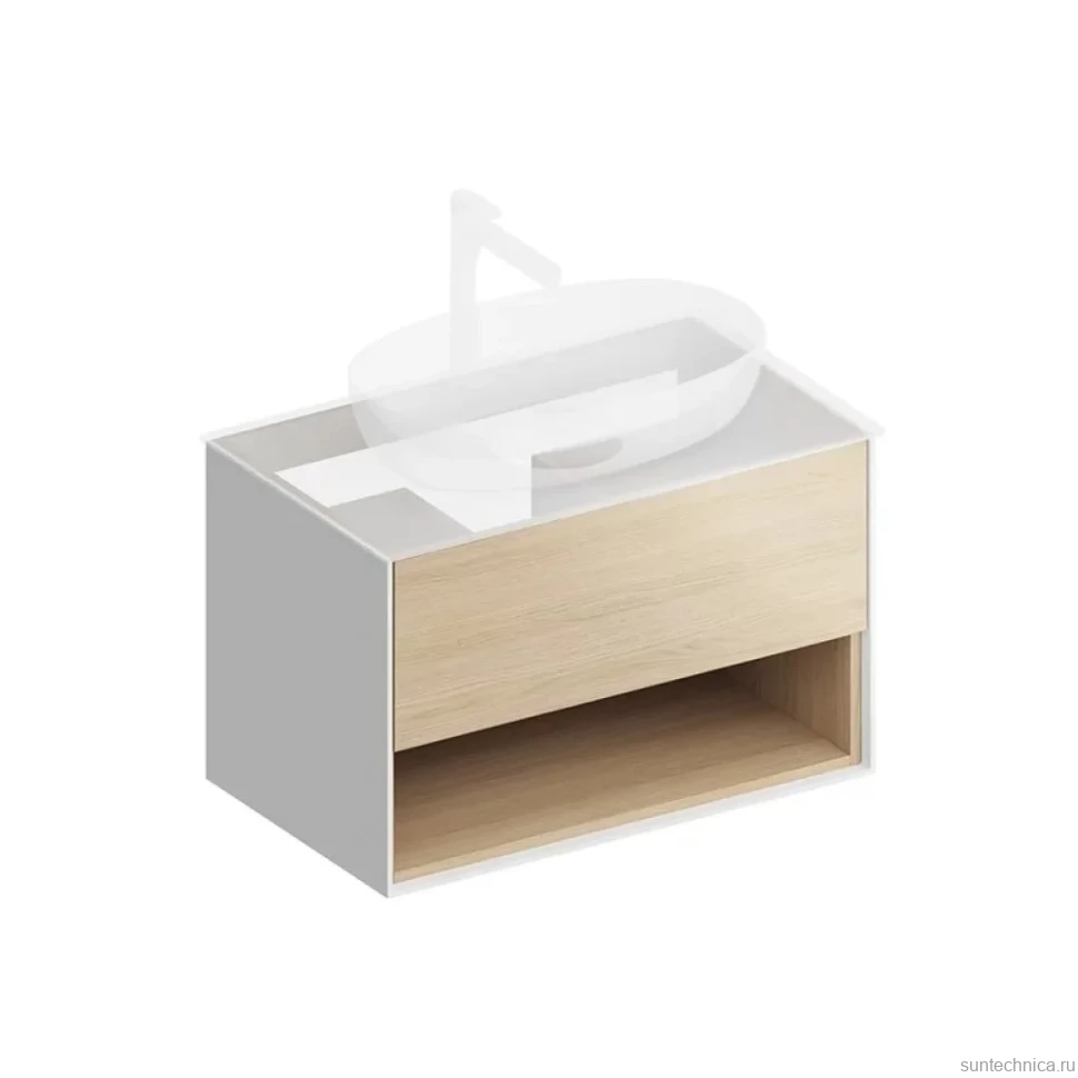 Тумба с раковиной KERAMA MARAZZI Plaza Modern 80 с ящиком и полкой, дуб виченца
