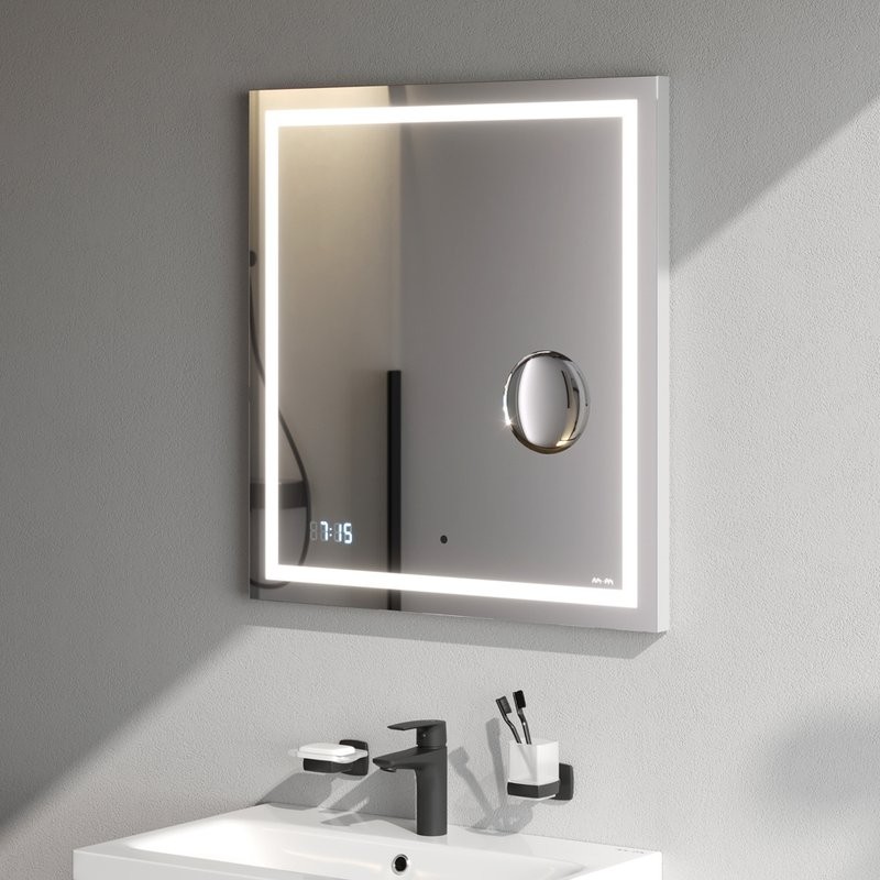 Зеркало AM.PM Gem 65 с LED-подсветкой, часами и косметическим зеркалом