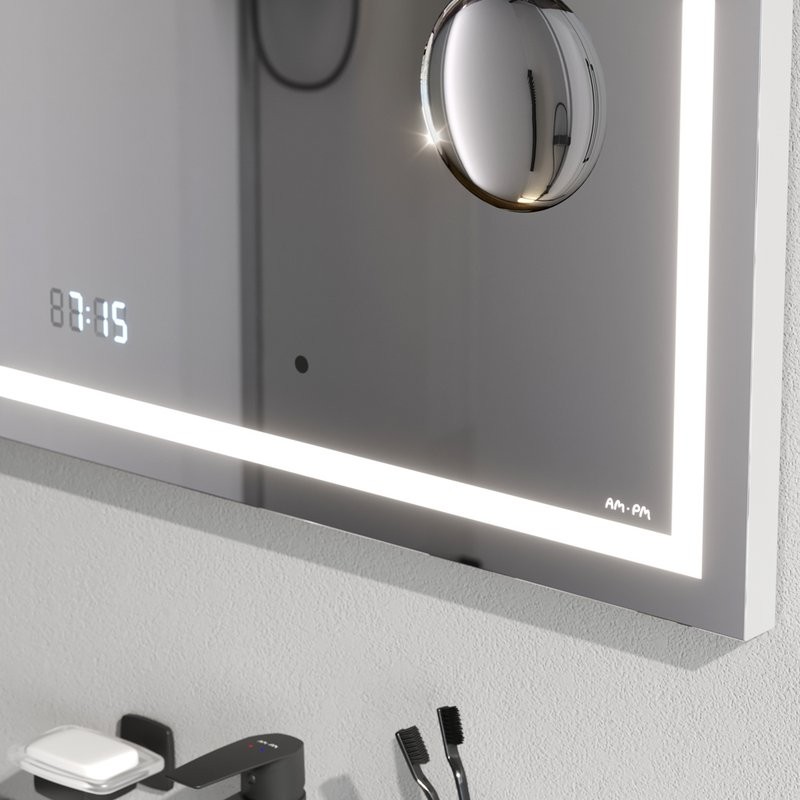 Зеркало AM.PM Gem 65 с LED-подсветкой, часами и косметическим зеркалом