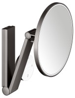 Косметическое зеркало Keuco iLook Move 17612 с подсветкой, настенное, с увеличением, шлифованный черный титан, с сенсорной панелью