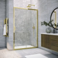 Душевая дверь в нишу Vegas Glass ZP Tur Novo h1900 155 09 01 профиль золото, стекло прозрачное